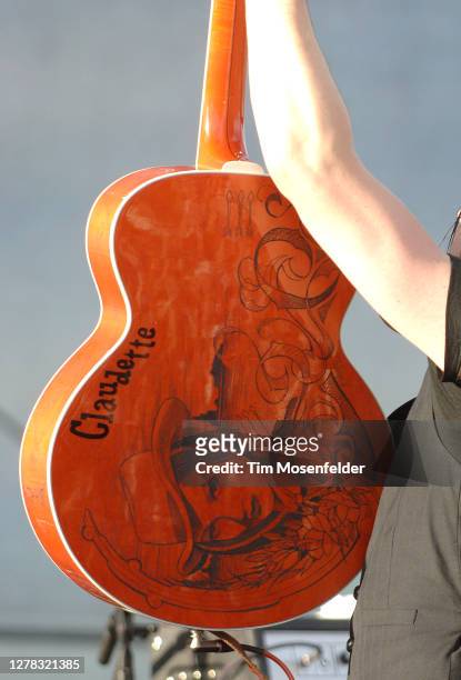 Jack White of The Raconteurs performs with a custom Gretsch acoustic guitar during the Vegoose Music Festival at Sam Boyd stadium on October 28, 2006...