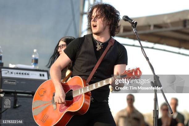 Jack White of The Raconteurs performs during the Vegoose Music Festival at Sam Boyd stadium on October 28, 2006 in Las Vegas, Nevada.