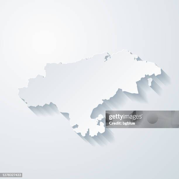 cantabria map with paper cut effect on blank background - cantabria stock illustrations