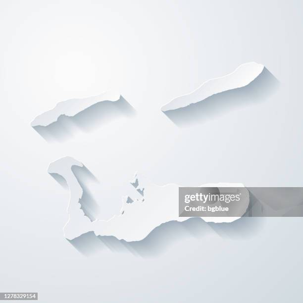 cayman islands map with paper cut effect on blank background - cayman island map stock illustrations