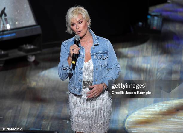Lorrie Morgan performs during the 95th anniversary celebration kick off at The Grand Ole Opry on October 03, 2020 in Nashville, Tennessee. While...