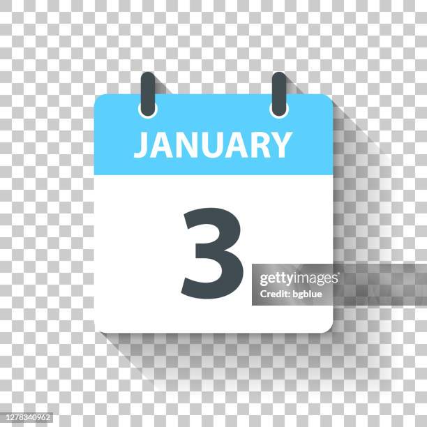 january 3 - daily calendar icon in flat design style - january 3 stock illustrations