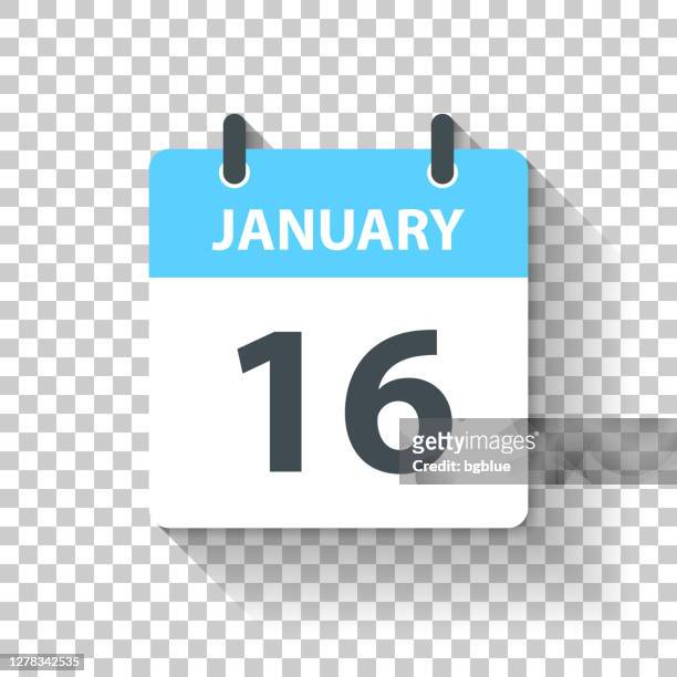 illustrations, cliparts, dessins animés et icônes de 16 janvier - icône de calendrier quotidien dans le modèle plat - nombre 16