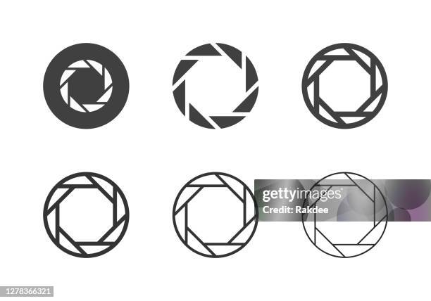 f2 camera exposure icons - multi series - editing studio stock illustrations