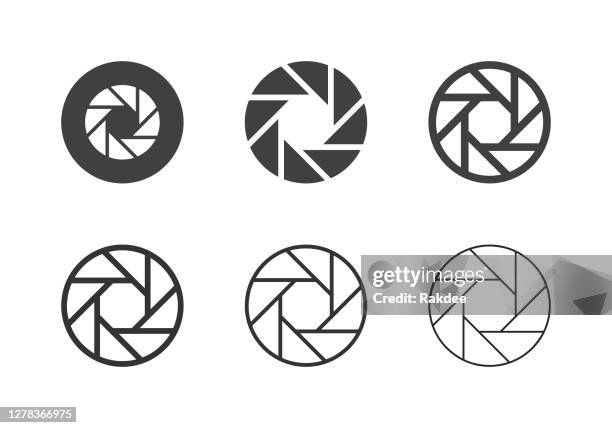 f8 camera exposure icons - multi series - editing studio stock illustrations