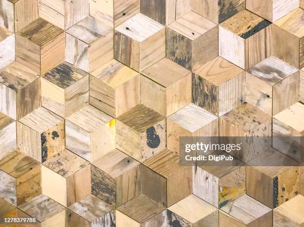 wood wall, recycled wood - rombo fotografías e imágenes de stock