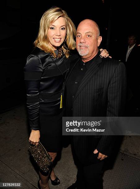 Alexis Roderick and Billy Joel backstage during STING: 25th Anniversary/60th Birthday Concert to Benefit Robin Hood Foundation at Beacon Theatre on...