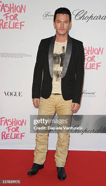 Luke Evans attends Fashion For Relief Japan Fundraiser during the 64th Annual Cannes Film Festival at Forville Market on May 16, 2011 in Cannes,...