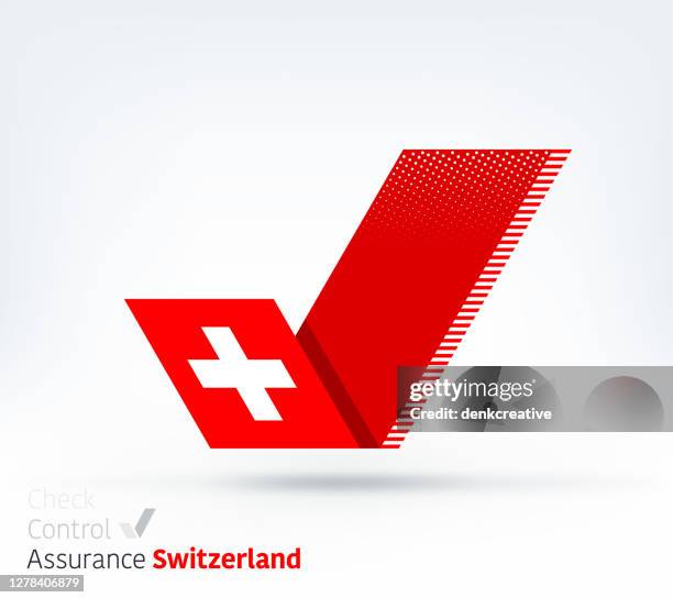 switzerland flag for controlling & ensuring - quality control approved stock illustrations