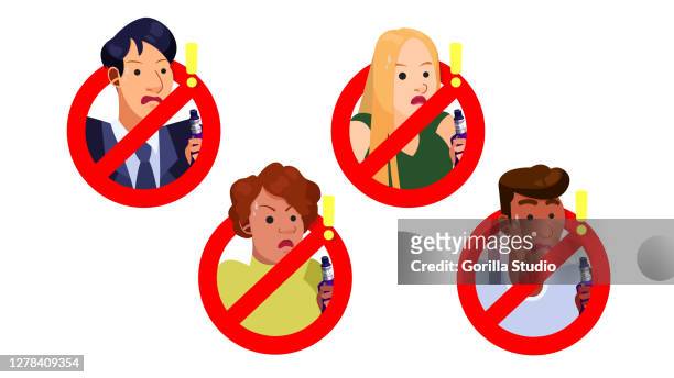 a set of electric cigarette icons smoking and non smoking sign - vaping danger stock illustrations