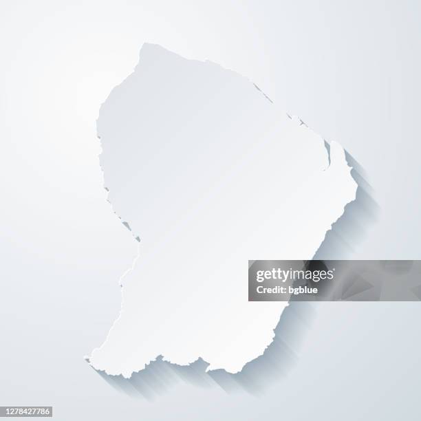 french guiana map with paper cut effect on blank background - french guiana stock illustrations