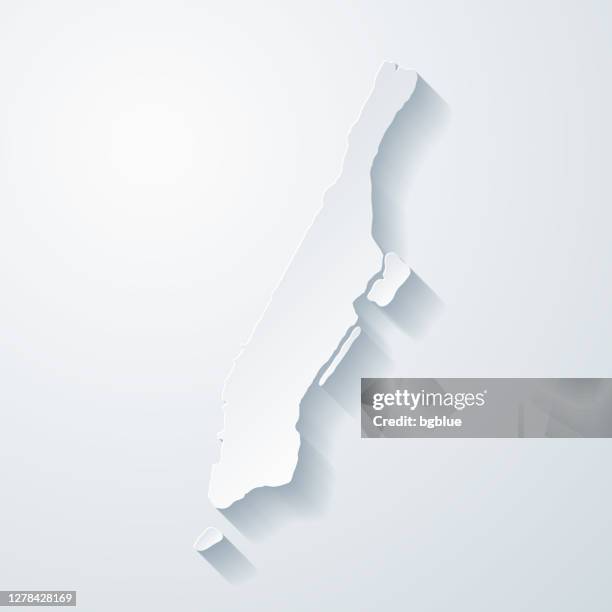 manhattan map with paper cut effect on blank background - manhattan map stock illustrations
