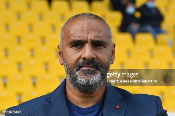 Fabio Liverani head coach of Parma Calcio looks on during the Serie A match between Parma Calcio and Hellas Verona FC at Stadio Ennio Tardini on...