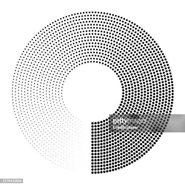 kreisförmiges muster der punkte verblassen 360-grad-volle runde von fest. viele umlaufbahnen. - herumwirbeln stock-grafiken, -clipart, -cartoons und -symbole