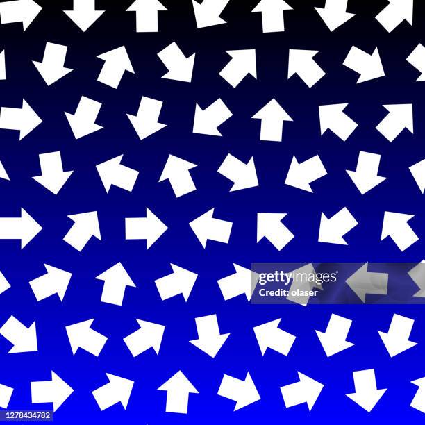 solid arrows pattern in cloud, pointing everywhere, chaos. - solid gradient backgrounds stock illustrations