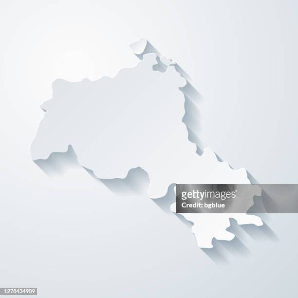 kurdistan map with paper cut effect on blank background - erbil stock illustrations
