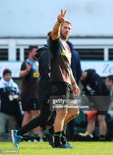 Chris Robshaw of Harlequins pictured after his last game for Harlequins on his 300th appearance during the Gallagher Premiership Rugby match between...