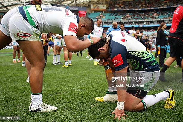 Warriors players celebrate after winning the 2011 Toyota Cup Grand Final match between the Warriors and the North Queensland Cowboys at ANZ Stadium...