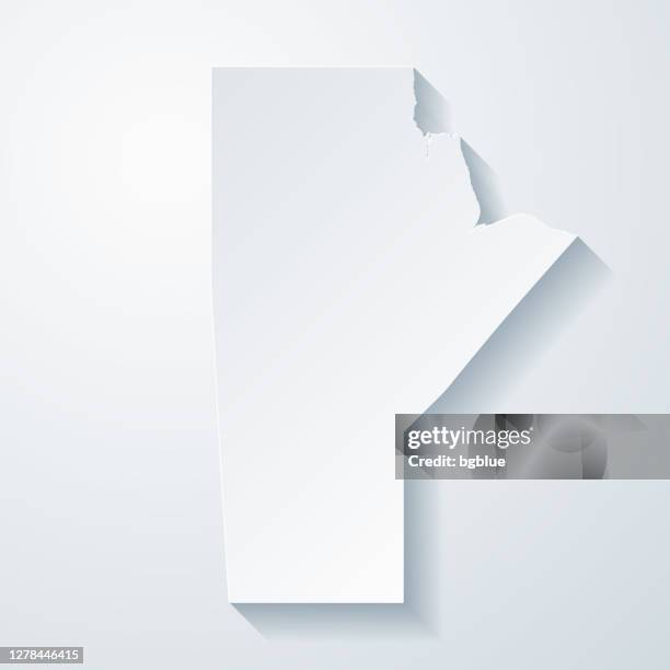 manitoba map with paper cut effect on blank background - manitoba stock illustrations