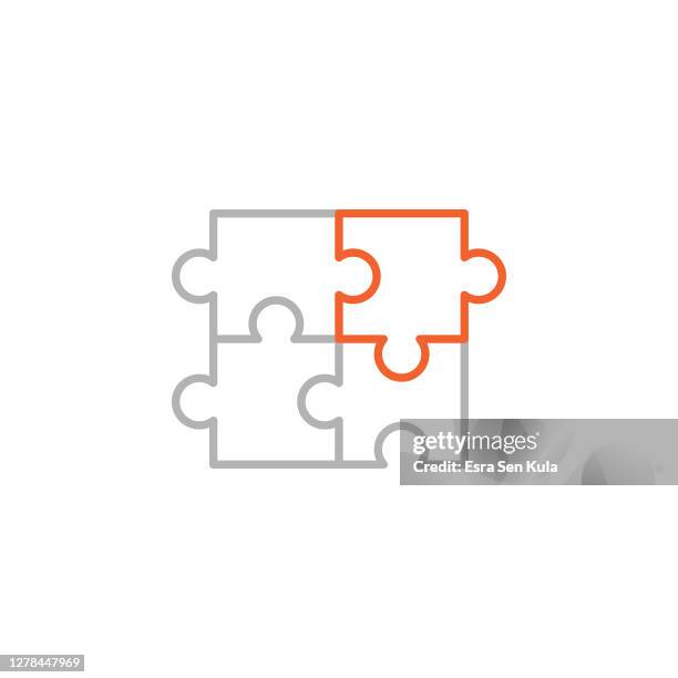 illustrations, cliparts, dessins animés et icônes de icône puzzle avec trait modifiable - picto-puzzle