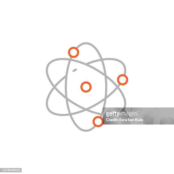 illustrazioni stock, clip art, cartoni animati e icone di tendenza di icona atom con tratto modificabile - atomo