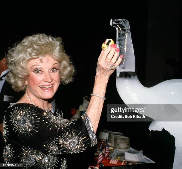 Phyllis Diller at 'Victory Night 1984', a Republication gathering of dignitaries and celebrities, some flown to event from Los Angeles to Oklahoma...