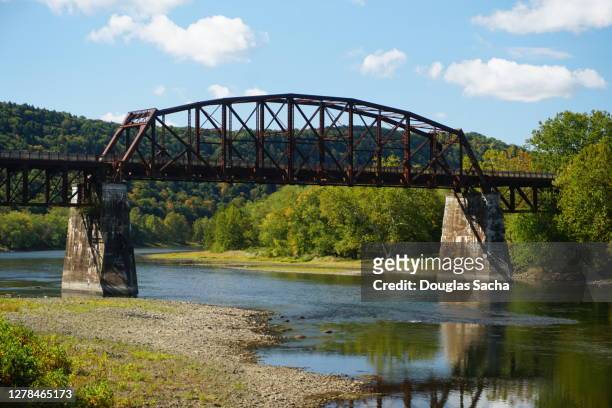 railroad truss bridge over the allegheny river - rio allegheny imagens e fotografias de stock