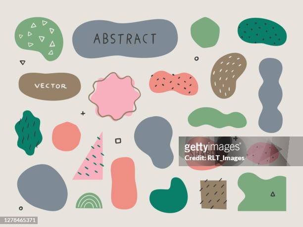 set of abstract organic shapes and textures for design layouts — hand-drawn vector elements - fun stock illustrations