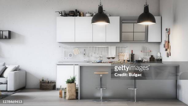 interni di casa in stile scandinavo - cucina domestica foto e immagini stock