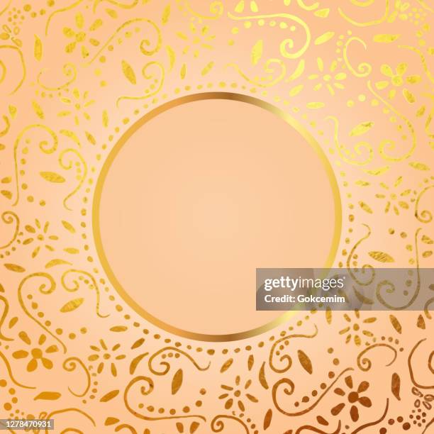boho frame background with gold colored floral lace wreath. floral vector design element for birthday, new year, christmas card, wedding invitation. - rose gold wedding stock illustrations