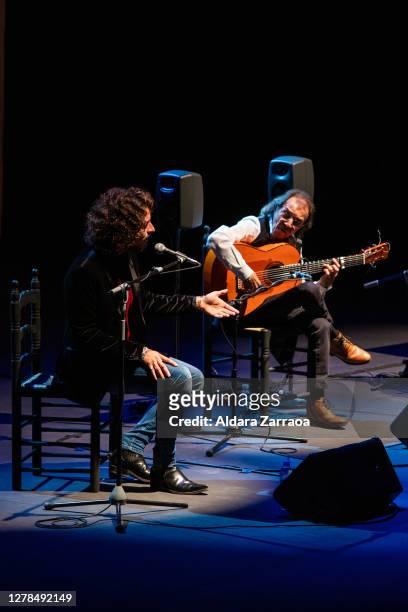 Spanish flamenco singer Kiki Morente and Spanish flamenco guitarist Pepe Habichuela perform at MEM festival at Teatro Fernán Gómez on October 04,...