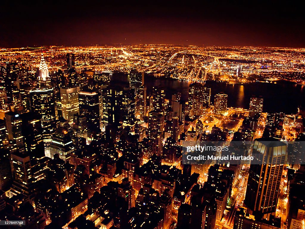 Cityscape of New York at night