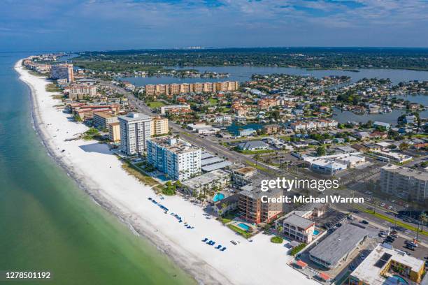 Aerial Drone Photo of Hotels on Beach in St. Petersburg, Florida