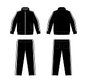 Casual jersey suits (for sports, training etc.) vector illustration set / white and black