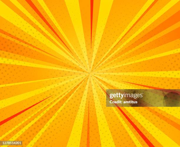 yellow halftone starburst - zoom effect stock illustrations