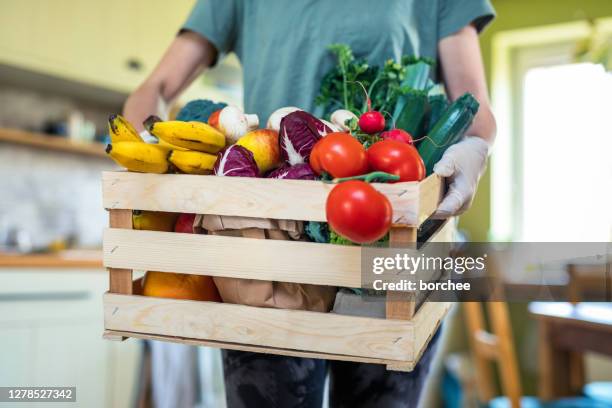 box with fresh fruits and vegetables - endive stock pictures, royalty-free photos & images