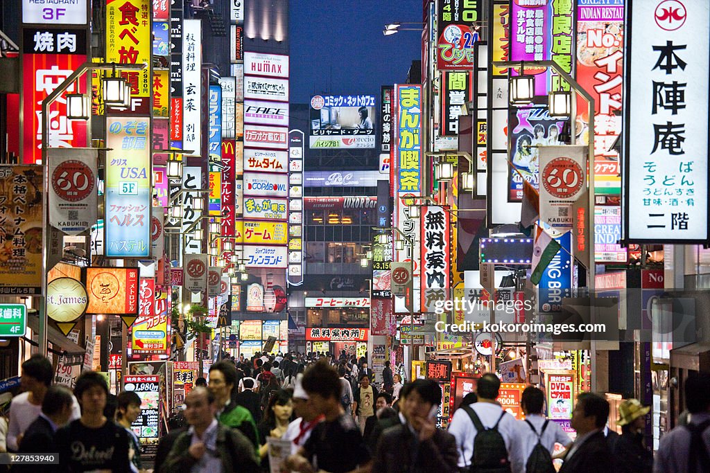 Crowds and neon in Kabukicho