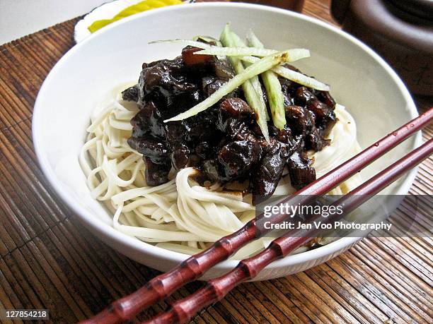 korean black bean noodles - black beans stock pictures, royalty-free photos & images