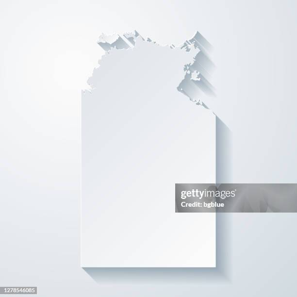 northern territory map with paper cut effect on blank background - darwin stock illustrations