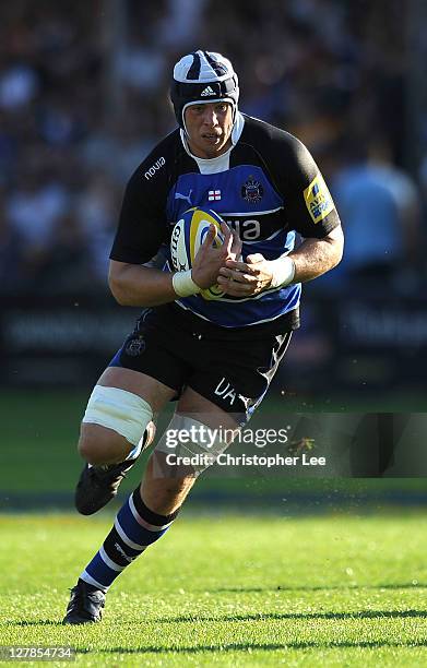 Dave Attwood of Bath during the AVIVA Premiership match between Bath and Leicester Tigers at Recreation Ground on October 1, 2011 in Bath, England.
