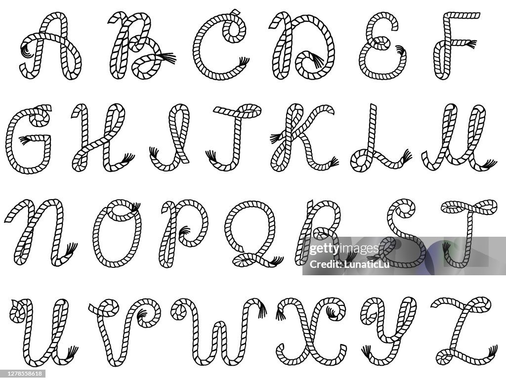 Orthography Rope Rope Alphabet Vector Illustration Letters Made From Nautical Rope ...