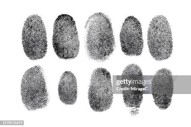 human fingerprint isolated on white - impronta digitale foto e immagini stock