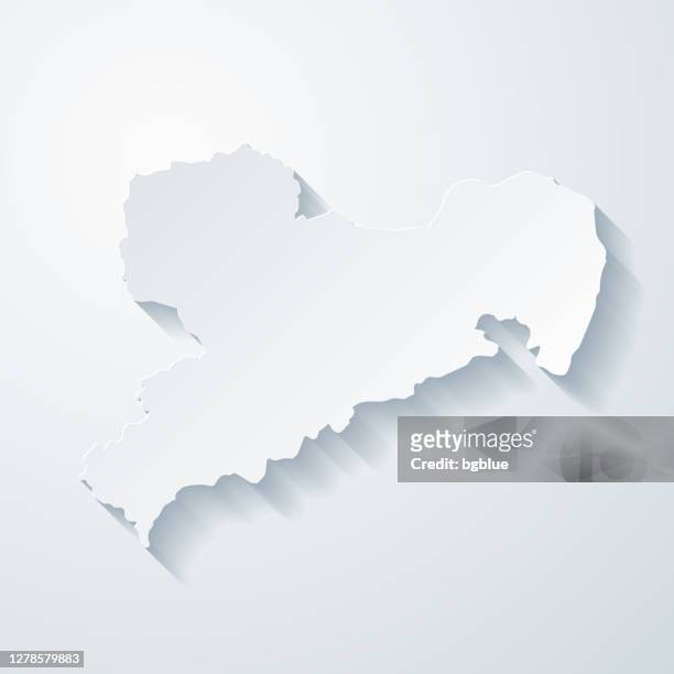 saxony map with paper cut effect on blank background - saxony stock illustrations