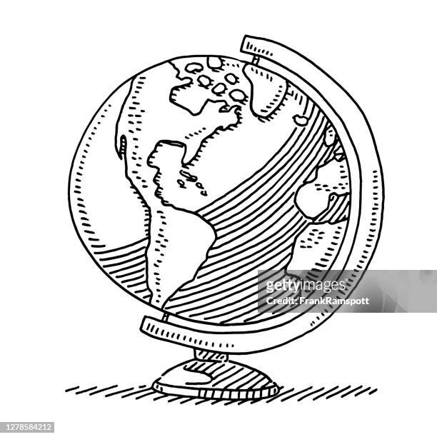 globe geographie symbol zeichnung - deutsch unterricht stock-grafiken, -clipart, -cartoons und -symbole