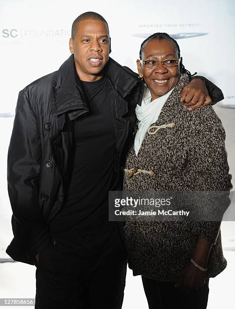 Jay-Z poses with his mother, Gloria Carter during an evening of "Making The Ordinary Extraordinary" hosted by The Shawn Carter Foundation at Pier 54...
