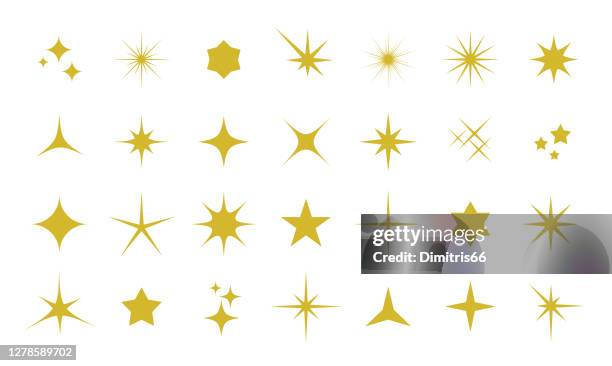 illustrazioni stock, clip art, cartoni animati e icone di tendenza di set di icone sparkle - illuminato