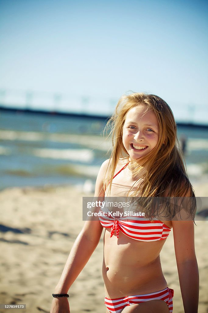 preteens nude model Happy Preteen Girl On Beach High-Res Stock Photo - Getty Images