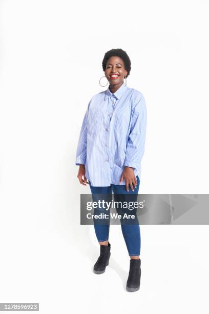 portrait of woman smiling - black woman full length stock pictures, royalty-free photos & images