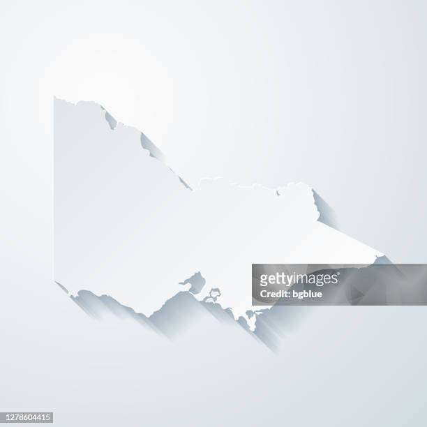 victoria map with paper cut effect on blank background - melbourne map stock illustrations