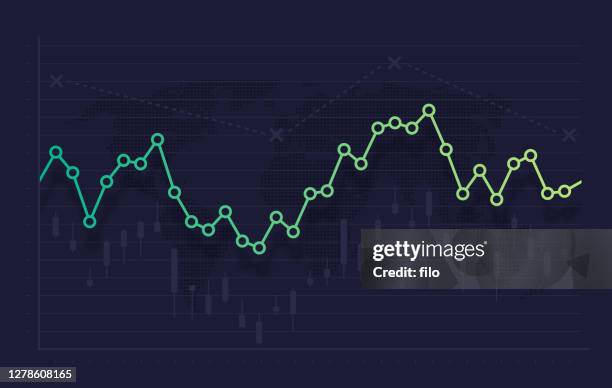 ilustraciones, imágenes clip art, dibujos animados e iconos de stock de gráfico de datos financieros del mercado de valores - diagrama de línea